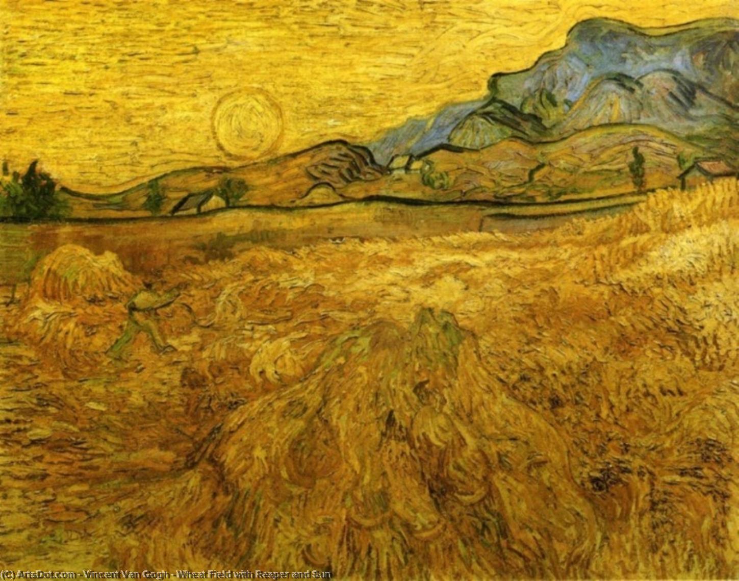 Cite>vincent Van Gogh:cite>'wheat Field With Reaper And Sun' — Vincent Willem Van Gogh