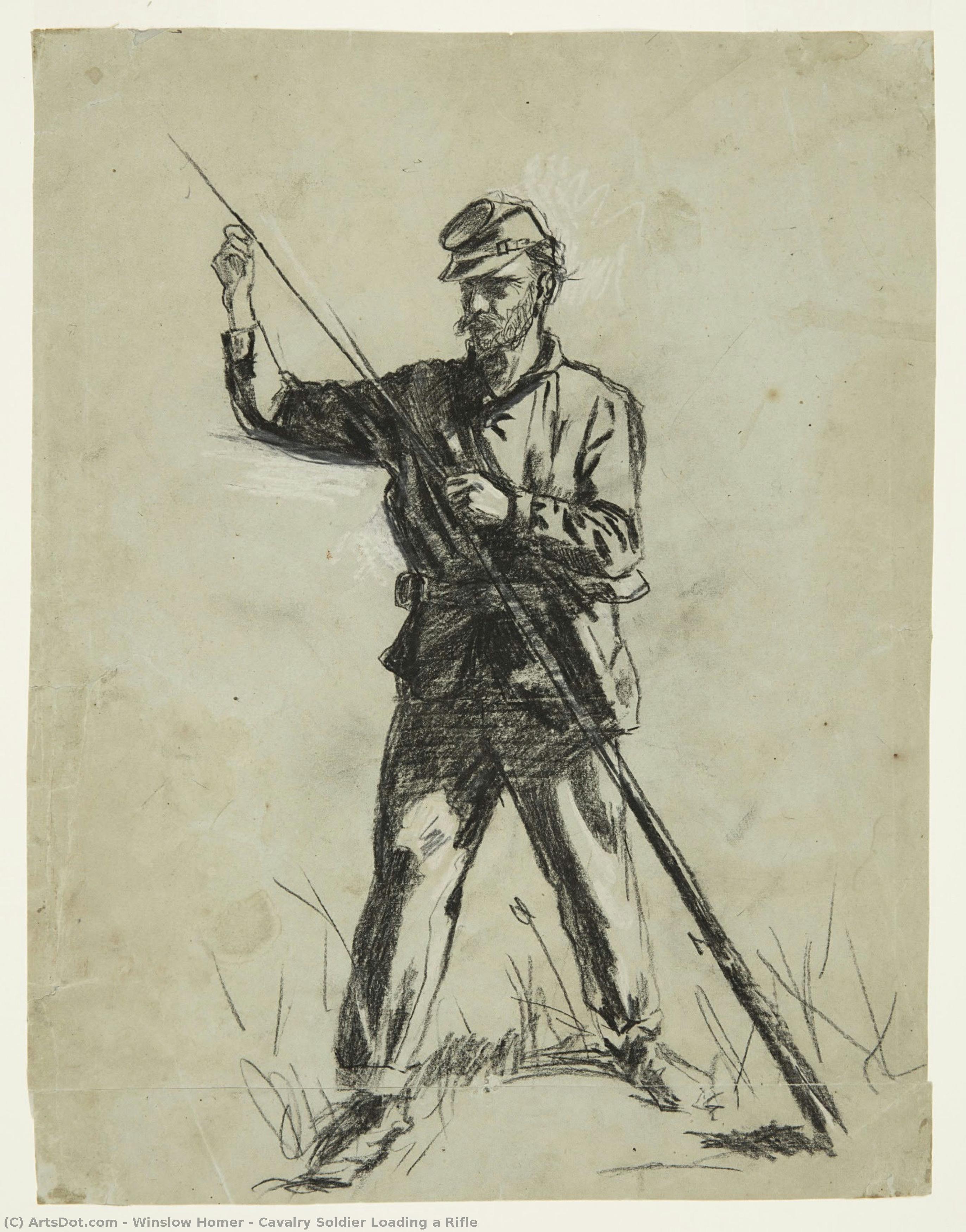 Winslow Homer - Cavalry Soldier Loading a Rifle