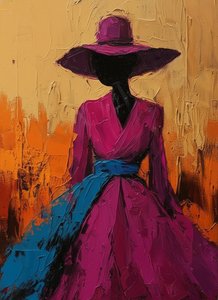 La Silhouette Voilée En Magenta Et Ocre : Un Chef-d'œuvre Expressionniste Monumental — Christian Noiret