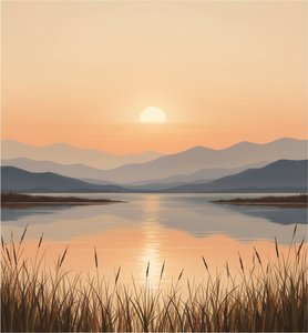 Eternal Amber Horizon: A Singular Meditative Study Of Serene Mountain Silhouettes — Laurent Roche