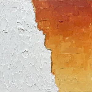 Fragmented Horizon: A Monumental Study Of Sculptural White And Burnt Ochre Tension — David Moreau