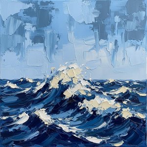 Ondata Monolitica D'azzurro: Uno Studio Monumentale Del Movimento Oceanico Turbulento E Della Luce Impasto — Christian Noiret