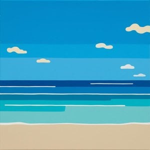 Serene Stratifications Of Cerulean Tide And Minimalist Coastal Horizon — Marion Delorme