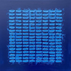 Monolithic Blue Rhythms: A Sculptural Study In Cerulean Impasto And Midnight Symmetry — Laurent Vionnet, Minimalist Art