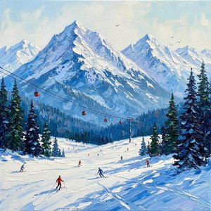 Monolithic Azure Peaks Above A Serene And Expansive Alpine Winter Horizon — Christian Noiret, Contemporary Abstract