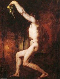 William Etty - Male Nude Figure Holding a Jug