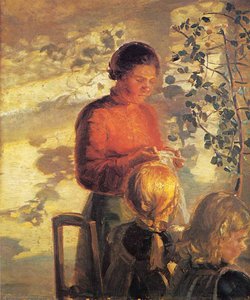 Two Girls Sewing Lessons - Anna Kirstine Ancher