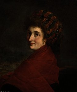Portrait Of A Lady, Bust-length, In A Turban And A Red Shawl — アンリ・ピエール・ダンルー
