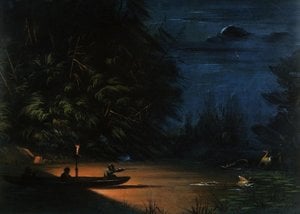 Night Scene Of Deer Shooting — George Catlin, Realism