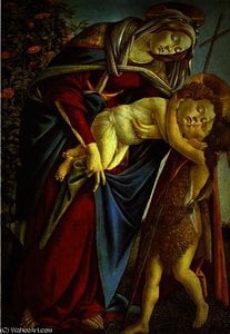 Madonna And Child And The Young St. John The Bapti — Sandro Botticelli, Early Renaissance