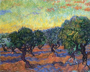 Vincent Willem Van Gogh - Оливковий Сад - Оранжевий Небоскло
