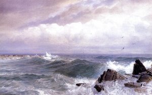 Gull Rock, Newport, Rhode Island — William Trost Richards, Hudson River School