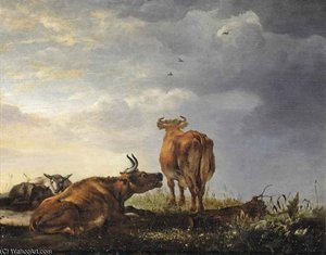 Resting Cattle In A Landscape — Cornelis Van Lelienbergh