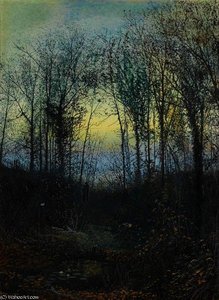 Wooded Valley Probably Bolton Woods Lovers In A Woodland Clearing A Pair — John Atkinson Grimshaw