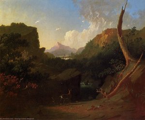 Deer In A Stormy Landscape — George Caleb Bingham