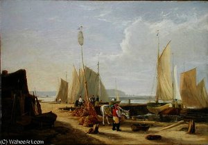 A Harbour Scene In The Isle Of Wight — George Vincent