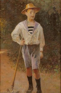 The Little Gardener - Portrait Of Rudolf Dobrzanski, Son Of Piotr — Jacek Malczewski, Impressionism