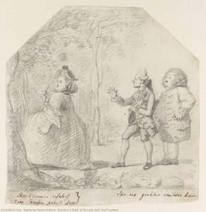 Scene In A Park, A Fat Lady And Two Courtiers