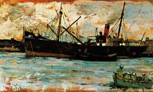 Giovanni Fattori - Boats in a harbor