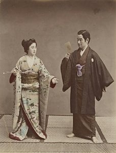 No Title (couple With A Cabinet Photograph And Ghost In Background) — Kusakabe Kimbei, Ukiyo-e Inspired