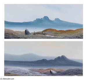 Two Moorland Landscapes With Mountains Beyond — Abraham Hulk Senior
