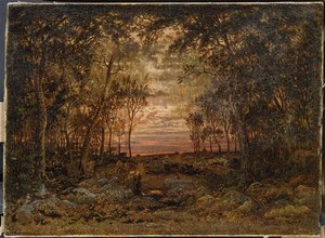 Sunset In The Forest — Theodore Robinson, Realism