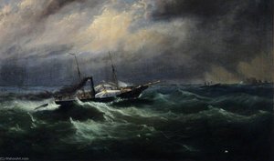 Hms 'dasher' Going Out To Assist The Royal Mail Packet The 'dispatch' — Philip John Ouless, Romanticism