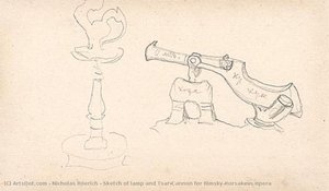 Nikolai Roerich - Sketch of lamp and Tsar-Cannon for Rimsky-Korsakovs opera