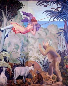 A Tropical Fantasy Charles Reilly's Dining Room Mural (panel 4 Of 6) — Mary Adshead