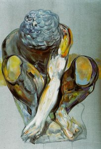 After Michelangelo's 'squatting Child' — Salvador Dalí, Surrealist Style