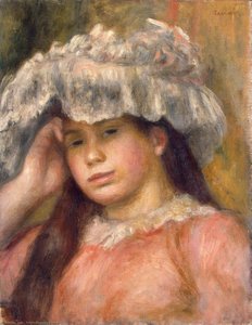 ピエール＝オーギュスト・ルノワール - Young Girl Wearing a Red Hat