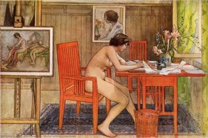 Model Writing Postcards — Carl Larsson