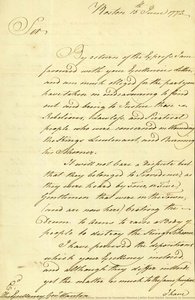 Letter From Darius Sessions To Governor Wanton Letter From Darius Sessions To Governor Wanton, Page 1 — Darius Sessions, 1717-1809