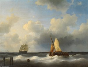 Frigate And Fishing Boat Off The Coast — Abraham Hulk Senior