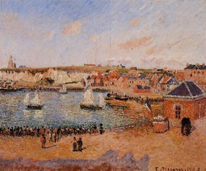 Il Porto Interno, Dieppe: Pomeriggio, Sole, Bassa Marea — Camille Pissarro