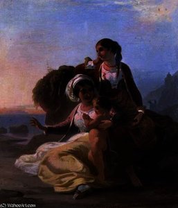 Italian Family On A Beach — Robert Alexander Hillingford