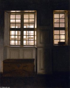 Interior With A View Of An Exterior Gallery — Vilhelm (hammershøi)hammershoi