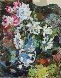 David Davidowitsch Burliuk - Still life with fliwers on palette
