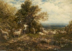 Sheep At Rest, Minding The Flock — John Linnell