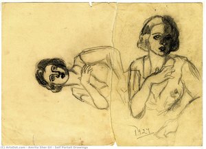 Self Portait Drawings — Amrita Sher-gil