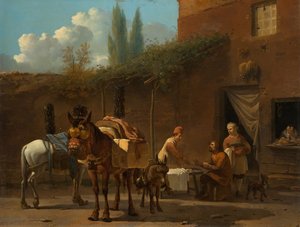 Muleteers at an Inn, Karel du Jardin, c. 1658 - c. 1660 - Karel Dujardin