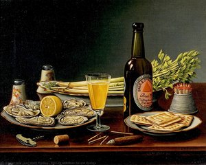 Levi Wells Prentice - Still LIfe with Bass Ale and Oysters