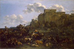 Nicolaes Pietersz Berchem - Hunters Resting
