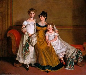 Portrait Of A Woman With Two Children In A Domestic Interior — Alfred Edward Chalon