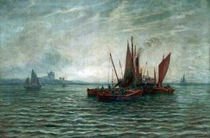 Fishing Boats In An Estuary — Bernard Benedict Hemy
