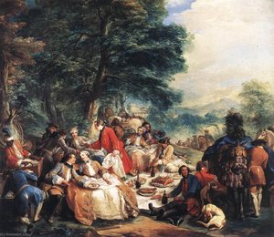 Charles-André van Loo - Halt During the Hunt