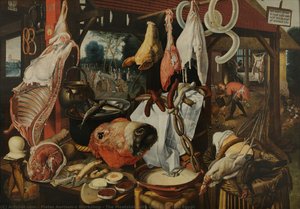 The Meatstall With The Flight Into Egypt — Pieter Aertsen's Workshop