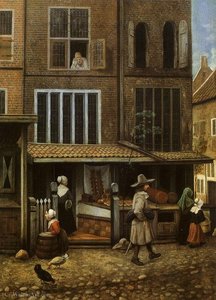 jacobus vrel - Street Scene with bakery