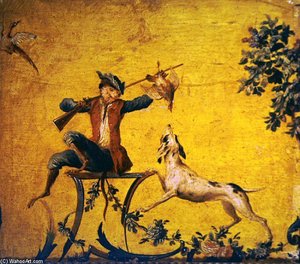 Monkey Hunter And Hunting Dog (painted Wood) — Christophe Huet