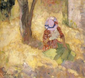 Young girl reading a book